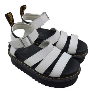 Dr. Martens Blaire Quad 6 White Platform Sandals Chunky Strappy Glads Goth Punk